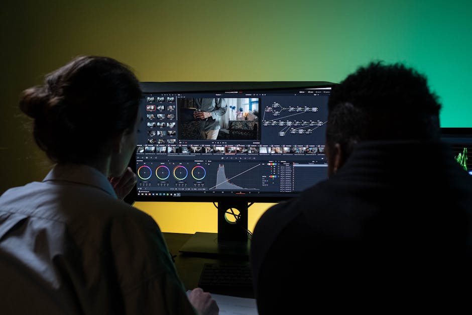 Video editing monitor displaying event videography